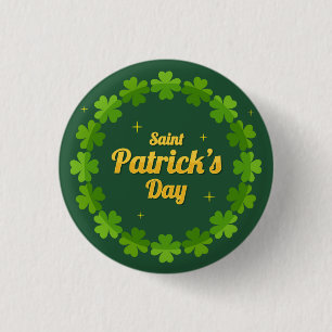 Bóton Redondo 2.54cm Shamrock Verde Irlandês no Dia de São Patrício