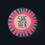 Bóton Redondo 2.54cm SHE / SEUS Pronounes Flower Pride Manipulados<br><div class="desc">Decorre sua roupa com este botão de arte legal. Faz um presente excelente! Você pode personalizá-lo e adicionar texto também. Procure em meu compro muito mais cores e padrões! Avise-me se quiser algo personalizado também.</div>
