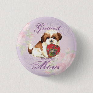 Bóton Redondo 2.54cm Shih Tzu Heart Mãe
