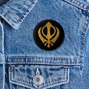 Bóton Redondo 2.54cm Sikh Khanda "Sem medo e livre"
