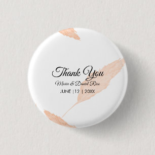 Bóton Redondo 2.54cm Silhueta de Folha de Pampas em Aquarela Casamento 