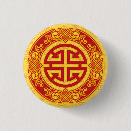 Bóton Redondo 2.54cm Símbolo da Moeda da Prosperidade Chinesa