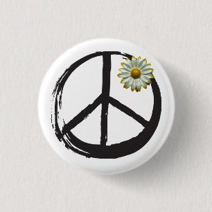 Bóton Redondo 2.54cm Símbolo de Paz Sem guerra Love 1960 Sinal Daisy Lo