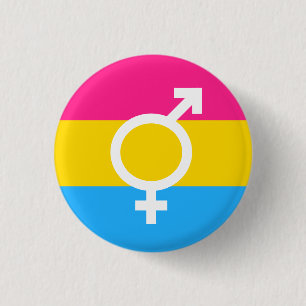 Bóton Redondo 2.54cm Símbolo de Sinalizador Pansexual Bigender