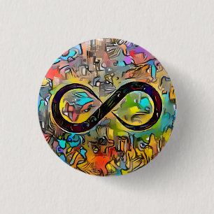 Bóton Redondo 2.54cm Símbolo Infinity Neurodiversidade de Sensibili