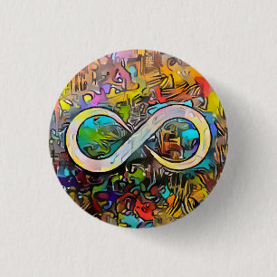 Bóton Redondo 2.54cm Símbolo Infinity Neurodiversidade de Sensibili