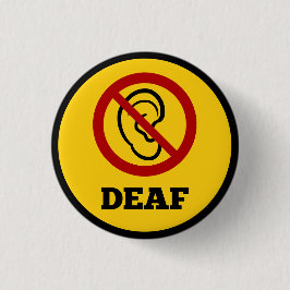 Bóton Redondo 2.54cm símbolo surdo amarelo