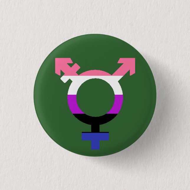Bóton Redondo 2.54cm Símbolo Trans da Bandeira Genderfluid (Frente)
