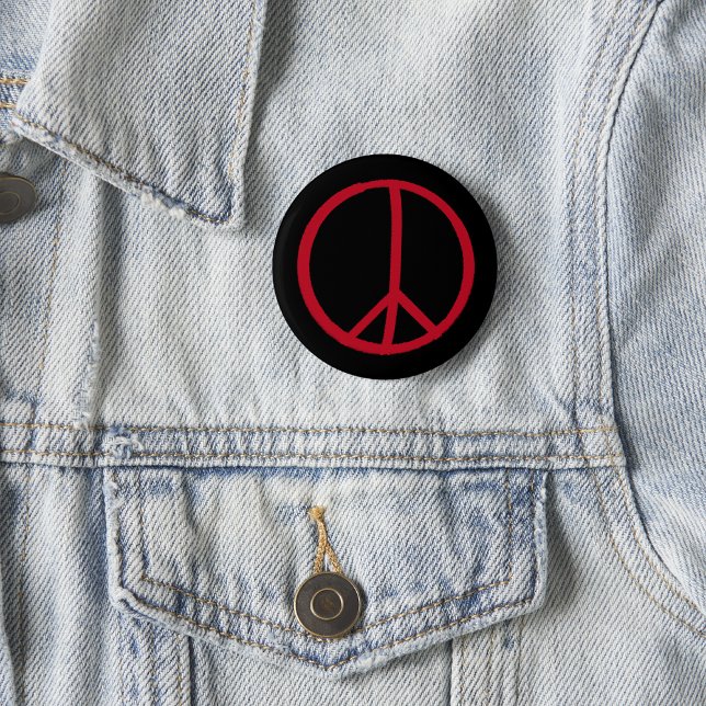 Bóton Redondo 2.54cm Simples sinal vermelho preto e pintado à mão (Criador carregado)