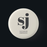 Bóton Redondo 2.54cm Sinais de creme monograma<br><div class="desc">Cream nome personalizado simples</div>