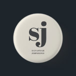 Bóton Redondo 2.54cm Sinais de creme monograma<br><div class="desc">Cream nome personalizado simples</div>