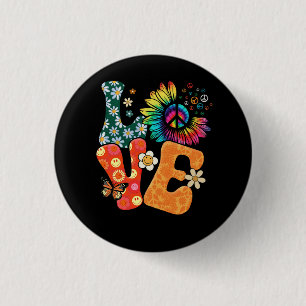 Bóton Redondo 2.54cm Sinal de Paz Amor 60 anos 70 Figurume Groovy Hippi
