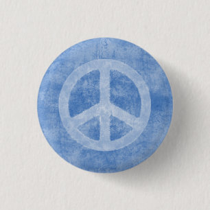 Bóton Redondo 2.54cm Sinal de paz azul desvanecido
