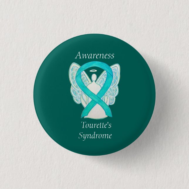 Bóton Redondo 2.54cm Síndrome de Tourette Sensibilização Fita Anjo (Frente)