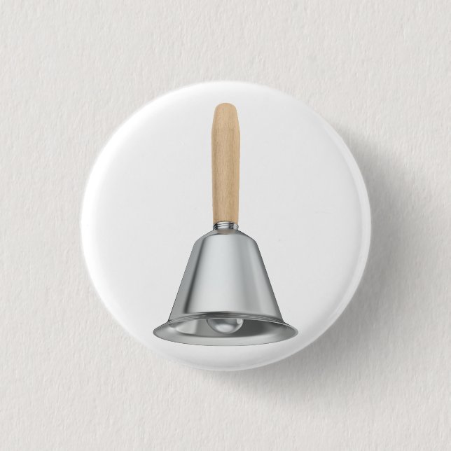 Bóton Redondo 2.54cm Sino de prata com alça de madeira (Frente)