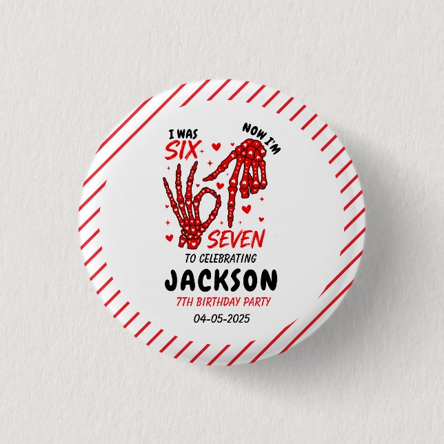 Bóton Redondo 2.54cm Six Seven Birthday Skeleton Hands Party (Frente)