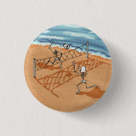 Bóton Redondo 2.54cm Skeleton Beach Volleyball Pinback Button