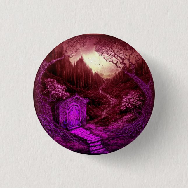 Bóton Redondo 2.54cm Small Unique Cabin Set Along A Stream (Frente)