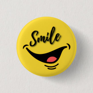 Bóton Redondo 2.54cm Smile 😊 | Cheerful Yellow Badge | Positive Vibes
