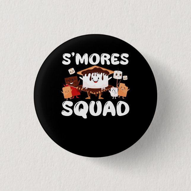 Bóton Redondo 2.54cm S'mores Marshmallow Funny Smores Squad Camping Ca (Frente)