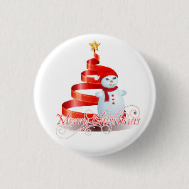 Bóton Redondo 2.54cm Snowman de Natal - Botão redondo de 1¼ polegadas p