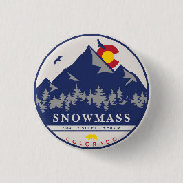 Bóton Redondo 2.54cm Snowmass Colorado Retro Sunset Ski Souvenirs