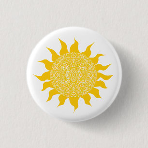 Bóton Redondo 2.54cm Sol Amarelo Brilhante