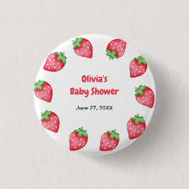 Bóton Redondo 2.54cm Someone Berry Sweet Strawberry Baby Shower Favor 