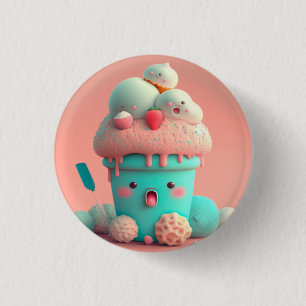 Bóton Redondo 2.54cm Sorvete Kawaii
