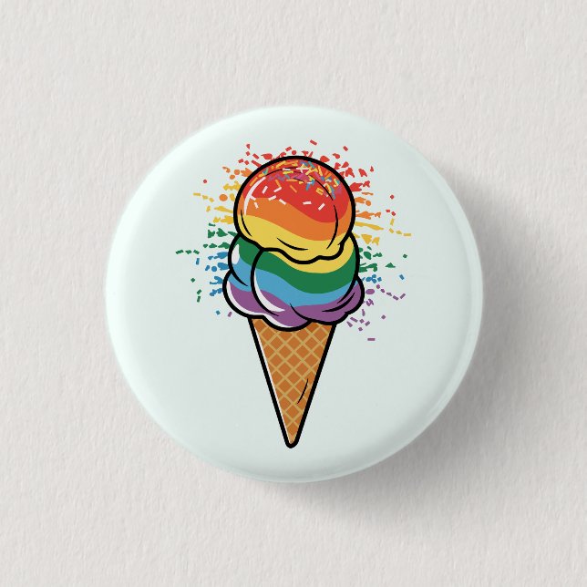 Bóton Redondo 2.54cm Sorvete Rainbow LGBTQ+ Prioridade (Frente)