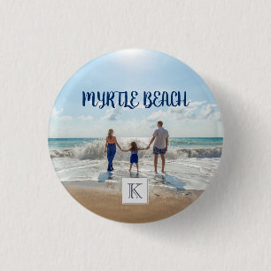 Bóton Redondo 2.54cm Souvenir de Myrtle Beach Monogramado Areia Surf