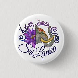 Bóton Redondo 2.54cm Souvenirs do Sri Lanka com Elefante e Lotus