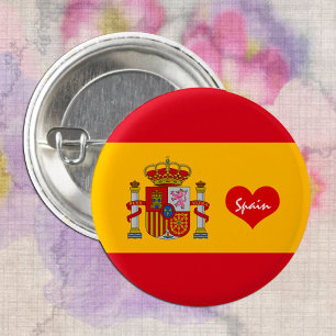 Bóton Redondo 2.54cm Spanish flag with red heart - fashion / sports