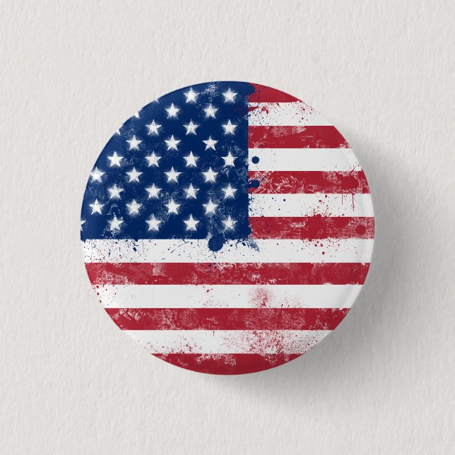 Bóton Redondo 2.54cm Splatter Painted American Flag (Frente)