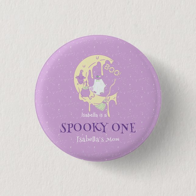 Bóton Redondo 2.54cm Spooky One Mãe Cute Ghost Halloween primeiro anive (Frente)