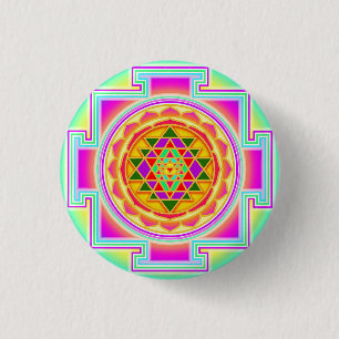 Bóton Redondo 2.54cm Sri Yantra Geometria Sagrada