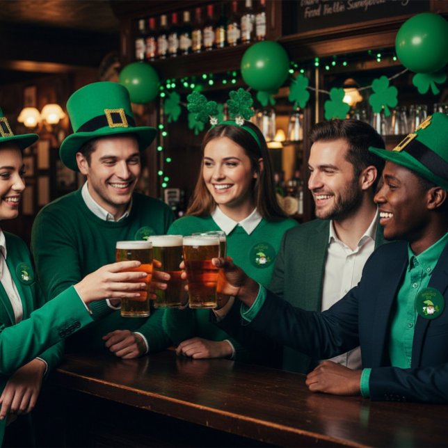 Bóton Redondo 2.54cm St. Patrick’s Day Gnome Green Round Button (Criador carregado)