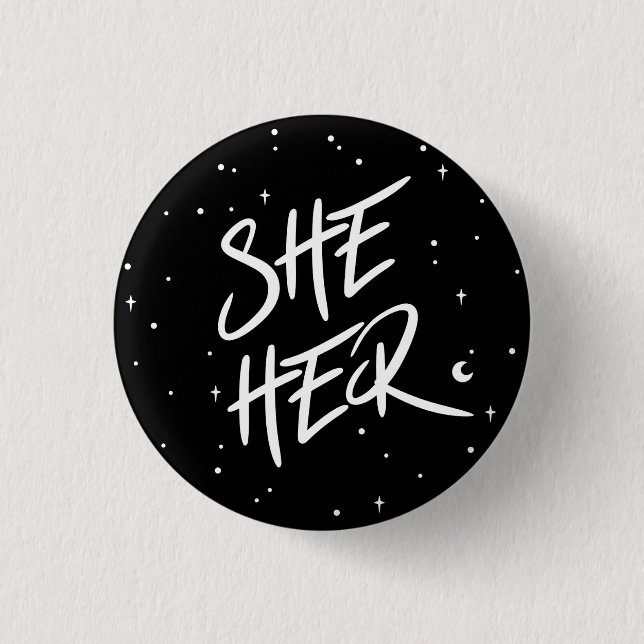 Bóton Redondo 2.54cm Stars Ela/Seus Pronounes (Frente)