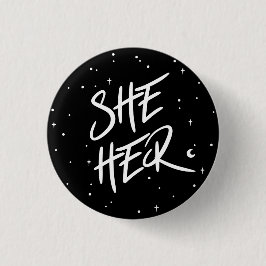 Bóton Redondo 2.54cm Stars Ela/Seus Pronounes