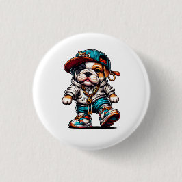Bóton Redondo 2.54cm Street Style Bulldog Badge