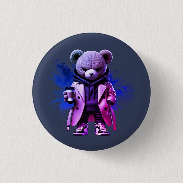 Bóton Redondo 2.54cm Style with Our Bold Urban Boss bear Designs (Frente)