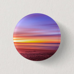 Bóton Redondo 2.54cm Sunset Sky sobre praia e mar