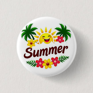 Bóton Redondo 2.54cm Sunshine and Palm Trees Round Badge