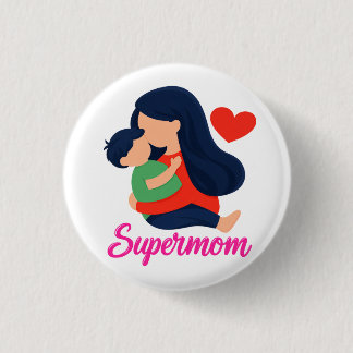 Bóton Redondo 2.54cm Supermom Cute Mother and Child Pin Button