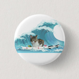 Bóton Redondo 2.54cm Surf Gatinho Cinza pela Onda