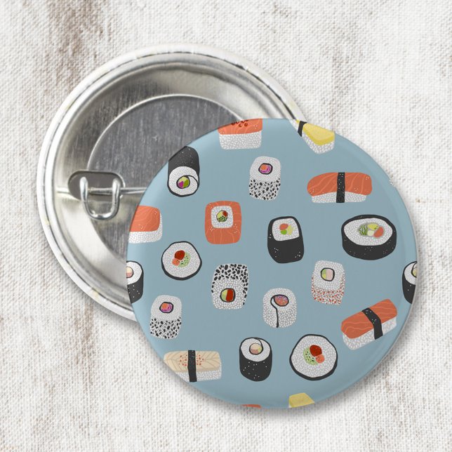 Bóton Redondo 2.54cm Sushi Nigiri Maki Roll (Fun sushi food art button)