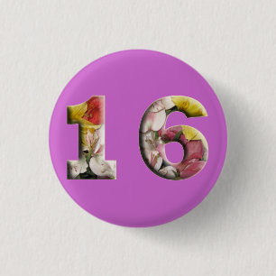 Bóton Redondo 2.54cm Sweet 16 16th Birthday Milestone Button