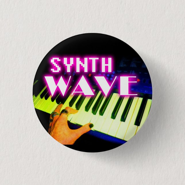 Bóton Redondo 2.54cm Synth Wave Button (Frente)