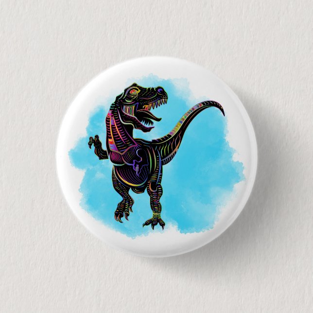 Bóton Redondo 2.54cm T-Rex Arco-íris (Frente)