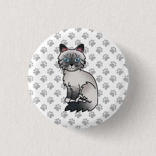 Bóton Redondo 2.54cm Tabby Birman / Ragdoll Gato e patas